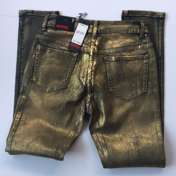 Mystiq Denim Womens/juniors gold metallic jeans - Picture 3 of 8